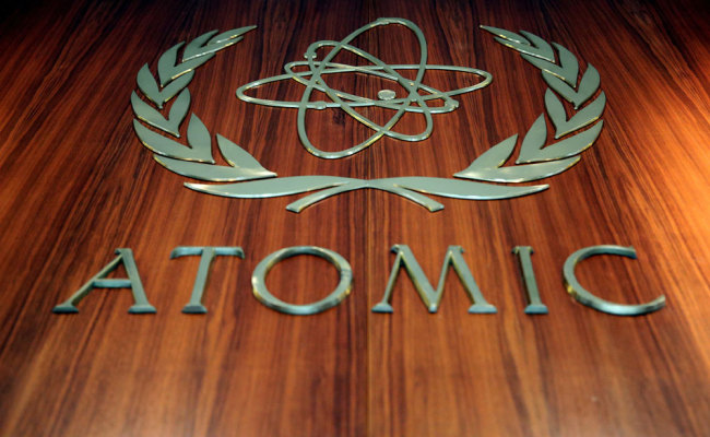 The logo of the International Atomic Energy Agency (IAEA) is pictured inside their headquarters in Vienna, Austria July 10, 2019. [File photo: Reuters/Lisi Niesner]