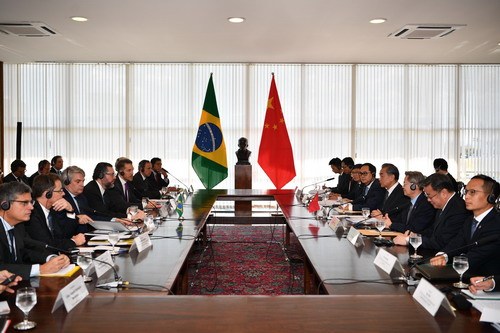 Chinese State Councilor and Foreign Minister Wang Yi meets with Brazilian Foreign Minister Ernesto Araujo in Brasilia, Brazil, July 25, 2019. [Photo: fmprc.gov.cn]