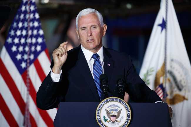 U.S. Vice President Mike Pence delivers remarks during the 6th National Space Council meeting at the National Air and Space Museum, Steven F. Udvar-Hazy Center in Chantilly, Virginia, USA, 20 August 2019.[Photo: EPA via IC/SHAWN THEW]