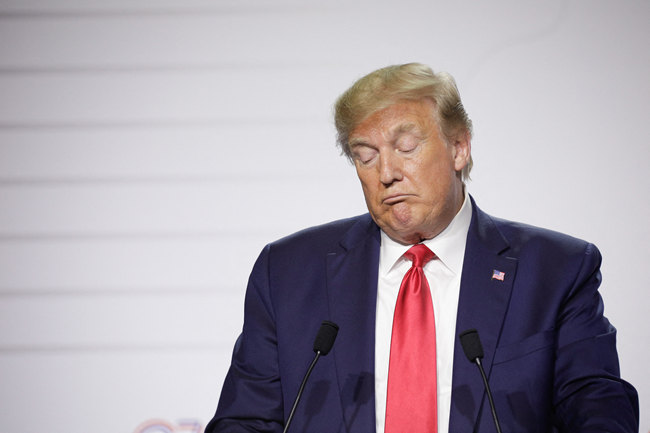 U.S. President Donald Trump during a joint-press conference with French President Emmanuel Macron in Biarritz, France on August 26, 2019. [Photo: Thibaud Moritz/ABACAPRESS.COM via Newscom via VCG]