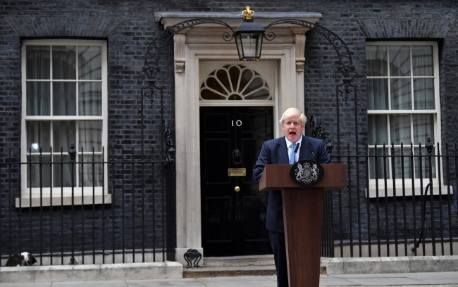 Britain's Prime Minister Boris Johnson delivers a statement outside 10 Downing Street in central London on September 2, 2019. [Photo: AFP]