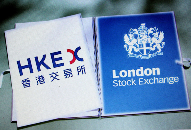 Logo of the Hong Kong Stock Exchange and London Stock Exchange Group. [Photo: IC]
