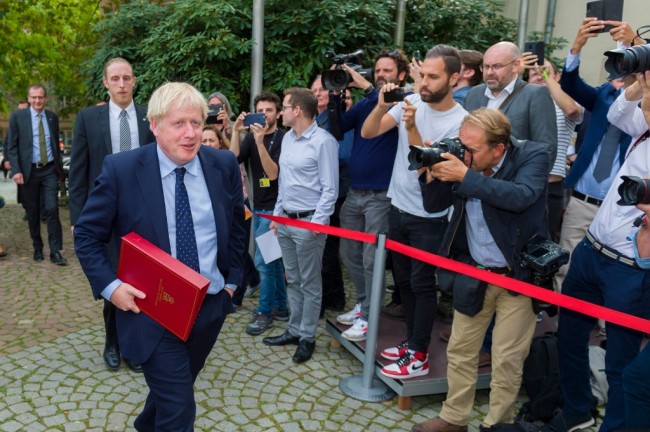 This handout picture taken and released by the Information and Press service of the government of the Grand Duchy of Lxembourg on September 16, 2019 shows British Prime Minister Boris Johnson after a meeting with EU Commission President and officials at the Ministere d’Etat in Luxembourg. [Photo: AFP]