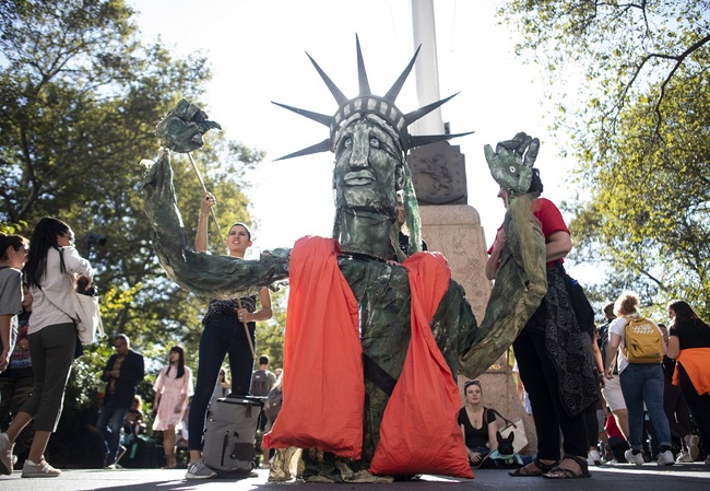 Students participate in the Global Climate Strike march on September 20, 2019 in New York City.[Photo: AFP/Johannes EISELE]