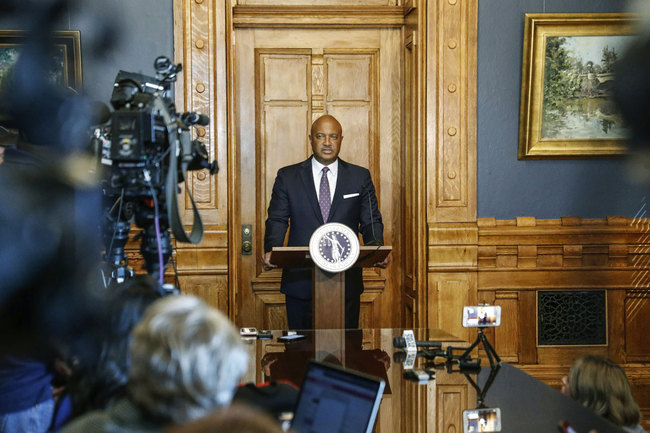 Indiana Attorney General Curtis Hill holds a press conference regarding the finding of more than 2,000 fetal remains in the garage of the Illinois home of deceased former Indiana abortion doctor, Ulrich Klopfer, at the Indiana Statehouse on Friday, Sept. 20, 2019, in Indianapolis, Ind. [Photo: AP]