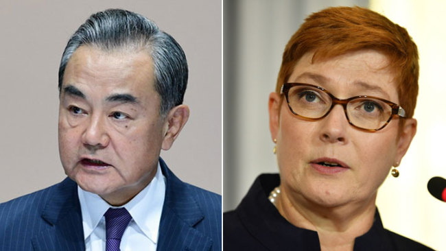 Chinese Foreign Minister Wang Yi and Australian Foreign Minister Marise Payne. [File Photo: China Plus]