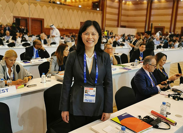 Chinese Athletics Association (CAA) vice director Wang Nan at the IAAF Congress in Doha, Qatar on Sep 25, 2019. [Photo: athletics.org.cn]