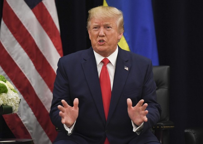 US President Donald Trump speaks during a meeting with Ukrainian President Volodymyr Zelensky in New York on September 25, 2019, on the sidelines of the United Nations General Assembly. [Photo: AFP]