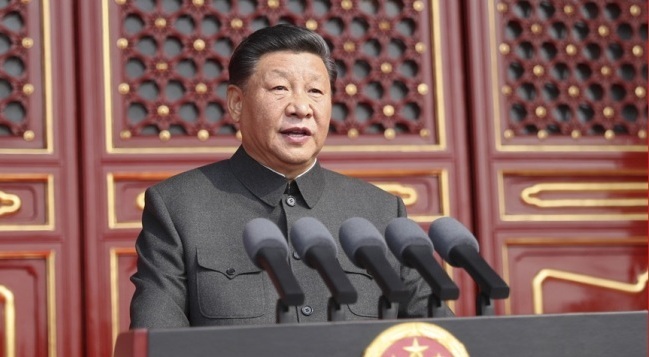 China's President Xi Jinping delivers a speech at a grand rally to celebrate the 70th anniversary of the founding of the People's Republic of China at Tian'anmen Square in Beijing on Tuesday, October 1, 2019. [Photo: Xinhua/Ju Peng]