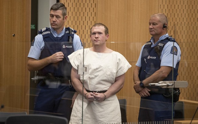 Brenton Tarrant (C), the man charged in relation to the Christchurch massacre, stands in the dock during his appearance at the Christchurch District Court on March 16, 2019. [Photo: AFP/Mark Mitchell]