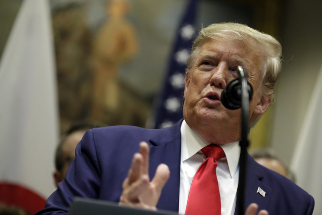 President Donald Trump speaks after a signing ceremony for a trade agreement with Japan in the Roosevelt Room of the White House, Monday, Oct. 7, 2019, in Washington. [Photo: AP/Evan Vucci]