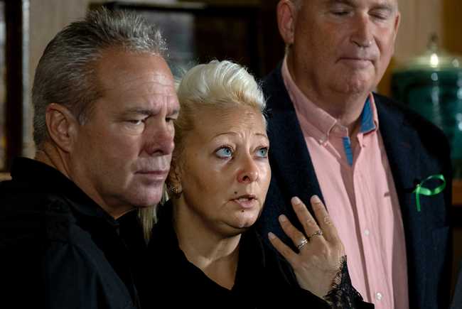 Charlotte Charles, mother of Harry Dunn speaks at a news conference as she is joined by husband Bruce Charles, left, stepfather of Dunn, Monday, Oct. 14, 2019, in New York. [Photo: AP/Craig Ruttle]