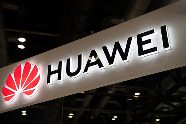 The photo taken on August 2, 2019 shows the Huawei logo during the Consumer Electronics Expo in Beijing. [File photo: AFP]