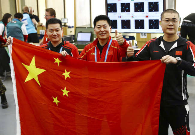 China wins tournament's 1st gold from 25m rapid fire pistol team at the 7th Military World Games in Wuhan. [Photo: VCG]
