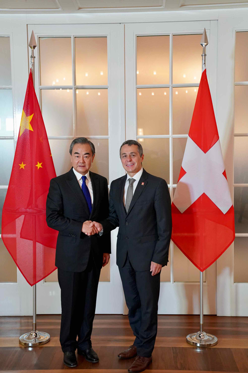 Chinese State Councilor and Foreign Minister Wang Yi meets with Ignazio Cassis, member of the Swiss Federal Council and Switzerland's foreign minister during the second round of the China-Switzerland Foreign Minister's Strategic Dialogue on Tuesday, Oct. 22, 2019. [Photo: fmprc.gov.cn] 