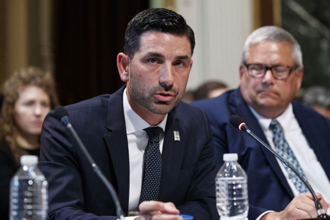 In this Oct. 29, 2019 photo, Department of Homeland Security Under Secretary Chad Wolf speaks during a meeting of the President's Interagency Task Force to Monitor and Combat Trafficking in Persons (PITF), in the Eisenhower Executive Office Building, on the White House complex in Washington. [Photo: AP]