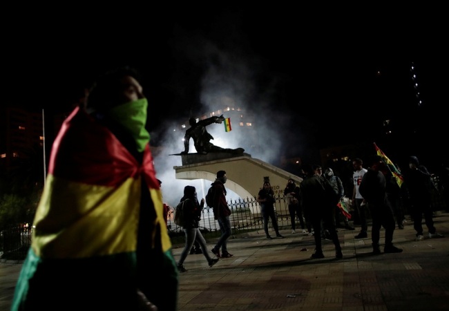 Demonstrators take part in a protest in La Paz， Bolivia， October 22， 2019. [Photo: VCG]