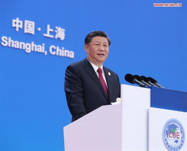 Chinese President Xi Jinping delivers a keynote speech at the opening ceremony of the second China International Import Expo (CIIE) in Shanghai, on Nov. 5, 2019. [Photo: Xinhua/Ju Peng]