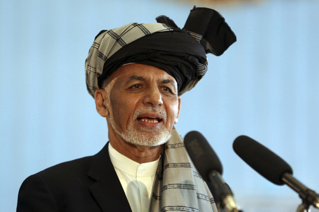 In this Sept. 28, 2019, file photo, Afghan President Ashraf Ghani speaks to journalists after voting at Amani high school, near the presidential palace in Kabul, Afghanistan. [Photo: AP/Rahmat Gul]