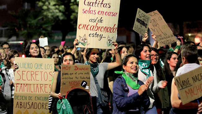 People march through the streets in the framework of the International Day for the Eradication of Violence against Women in Guadalajara, Mexico, on November 25, 2019. [Photo: AFP/Ulises Ruiz]