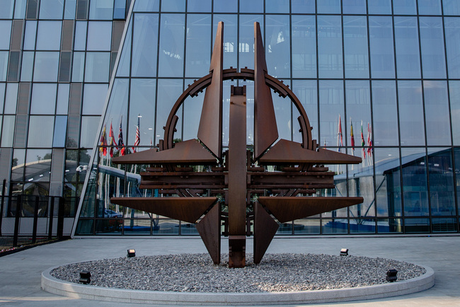 The NATO Star sculpture stands during the North Atlantic Treaty Organization (NATO) summit in Brussels, Belgium, on Thursday, July 12, 2018. [File photo: VCG /Bloomberg via Getty Images]