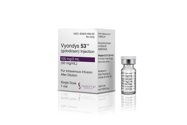 This image provided by Sarepta Therapeutics in December 2019 shows a box and vial of their drug Vyondys 53. [Photo: AP]