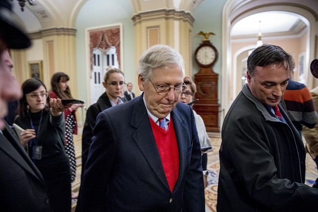 Senate Majority Leader Mitch McConnell of Ky., walks to the Senate Chamber, Monday, Dec. 16, 2019, on Capitol Hill in Washington. [Photo: AP/Andrew Harnik]