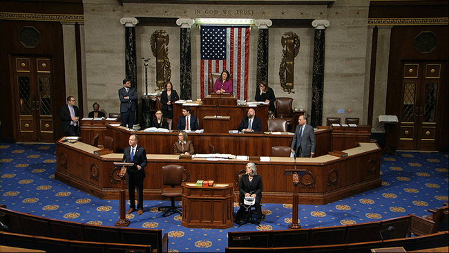 House Intelligence Committee Chairman Adam Schiff, D-Calif., speaks as the House of Representatives debates the articles of impeachment against President Donald Trump at the Capitol in Washington, Wednesday, Dec. 18, 2019. [Photo: House Television via AP]