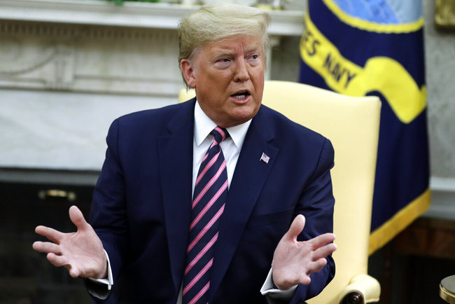 President Donald Trump meets with Rep. Jeff Van Drew, D-N.J., who is planning to switch his party affiliation, in the Oval Office of the White House, Thursday, Dec. 19, 2019, in Washington. [Photo: AP]