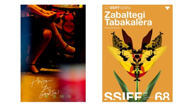 Vlevo: Plakát filmu Dobře se bavit, vpravo: plakát 68. SSIFF, fotografie: SSIFF