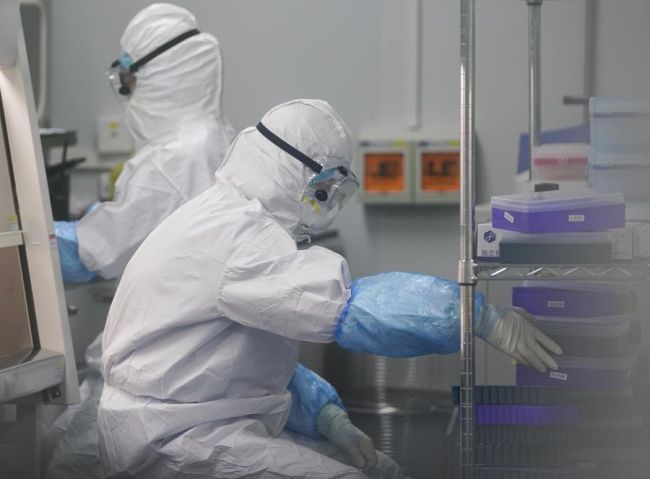http://images.china.cn/site1007/2021-01/08/83fcc012-bb84-4598-9611-c76fc79ec702.jpg<br><br>Testování nukleové kyselin koronaviru v laboratoři ve Wuhan 22. února 2020. [Photo/Xinhua]