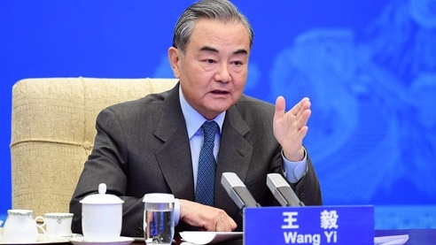 Člen čínské Státní rady a čínský ministr zahraničí Wang Yi (Wang I) přednesl projev na virtuálním zasedání, v Pekingu, v Číně, 27. ledna, roku 2021. / Čínské ministerstvo zahraničí