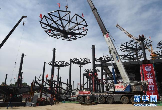 Beijing : des parapluies d'acier à l'Expo horticole de Beijing 2019