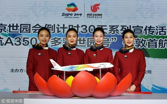 Le premier vol international sous le logo de l’Exposition horticole 2019 a été effectué