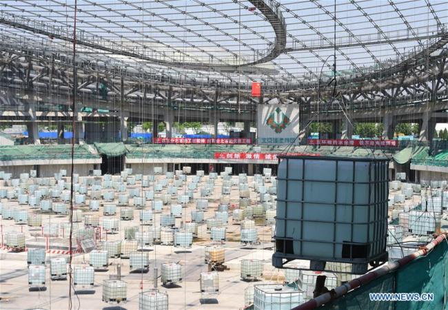 Chantier de construction d'un site pour les Jeux olympiques d'hiver 2022 à Beijing, capitale de la Chine, le 9 mai 2019. Les préparations des Jeux olympiques et paralympiques d'hiver 2022 se déroulent parfaitement à 1.000 jours de l'ouverture des jeux.
