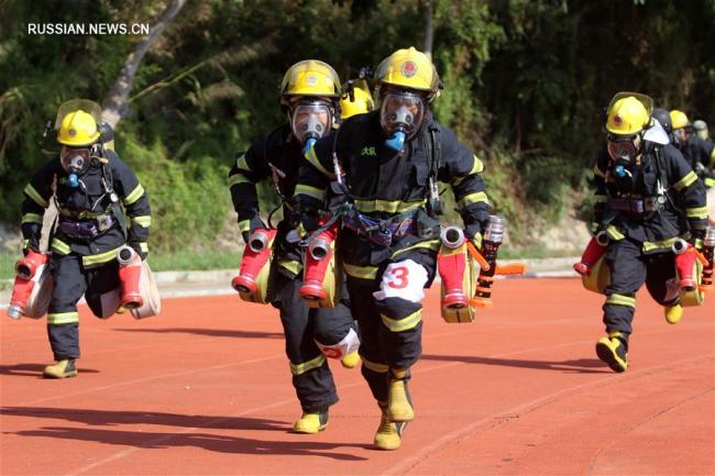 Учения противопожарной службы в городе Сямэнь 