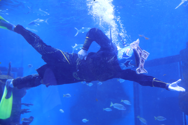 Актёр оперы Хуан Сяньчжун исполняет сычуаньскую подводную оперу Бяньлян