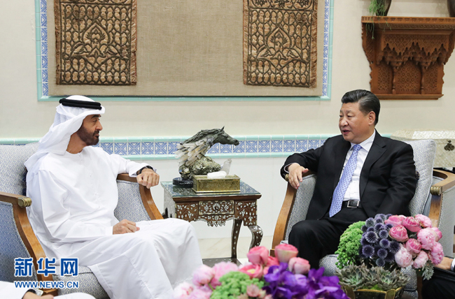 چینی صدر شی جن پھنگ کی ابوظہبی کے ولی عہدشہزادہ شیخ محمد بن زاید النہیان سے ملاقات