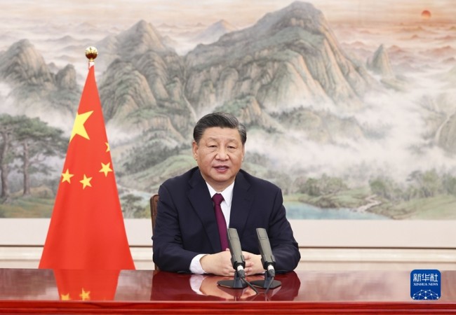 Presidenti kinez Xi Jinping mbajti një videofjalim tematik në ceremoninë e 21 prillit(Foto: Xinhua)