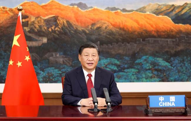 Ο Κινέζος Πρόεδρος Σι Τζινπίνγκ απευθύνεται στη γενική συζήτηση της 76ης Συνόδου της Γενικής Συνέλευσης των Ηνωμένων Εθνών μέσω βίντεο, στο Πεκίνο, πρωτεύουσα της Κίνας, στις 21 Σεπτεμβρίου 2021. (φωτογραφία / Xinhua)