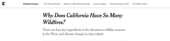 New York Times atribui incêndios florestais da Califórnia a mudanças climáticas