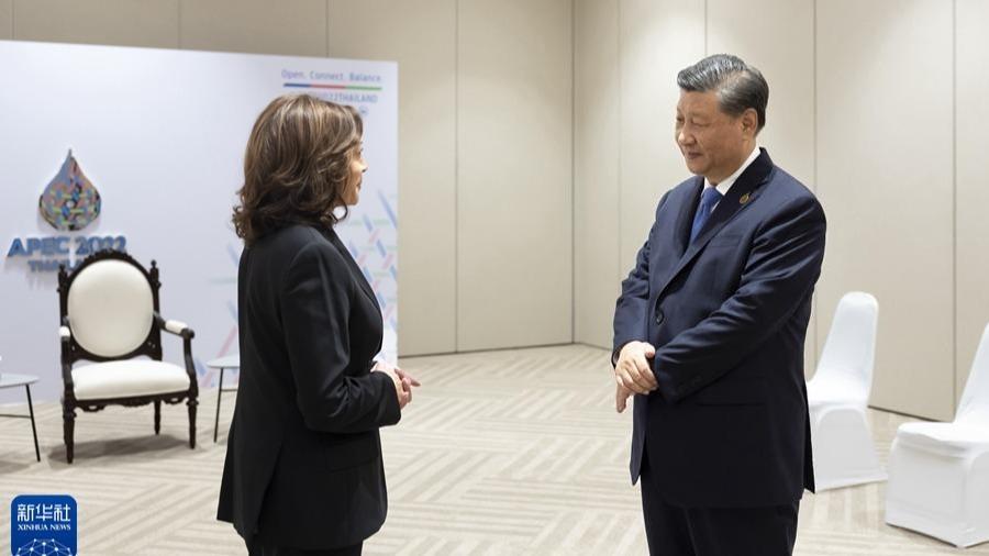 گفتگوی کوتاه رهبر چین با معاون رئیس جمهور آمریکاا