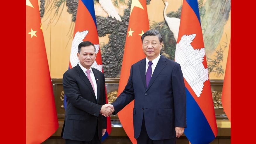 دیدار رهبر چین با نخست وزیر کامبوجا