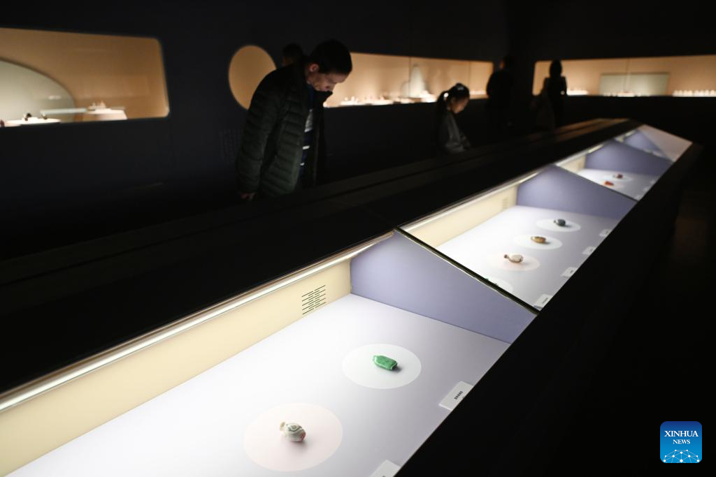Επισκέπτες παρατηρούν φιαλίδια ταμπάκου που εκτίθενται στο Μουσείο Νινγκσιά στο Γιντσουάν στην Αυτόνομη Περιοχή Νινγκσιά Χούι της βορειοδυτικής Κίνας, 10 Δεκεμβρίου 2023.  