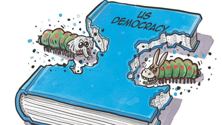 کاریکاتور| دموکراسی پوسیده آمریکا!ا