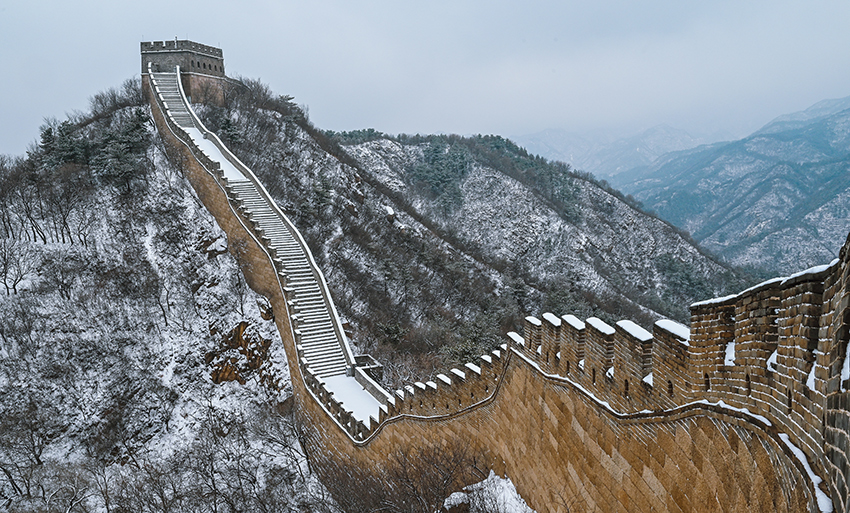 سفیدپوش شدن دیوار بزرگ چین در آستانه بهار