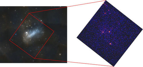 Një imazh optik i Resë Magelanike të madhe (majtas) dhe një imazh me rreze X me WXT (djathtas). /NAOC