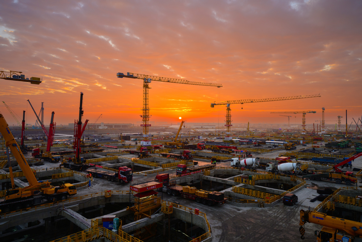 Projekti i zgjerimit të fazës IV të Aeroportit Ndërkombëtar të Shangait Pudong është duke u zhvilluar/Foto nga Chinadaily
