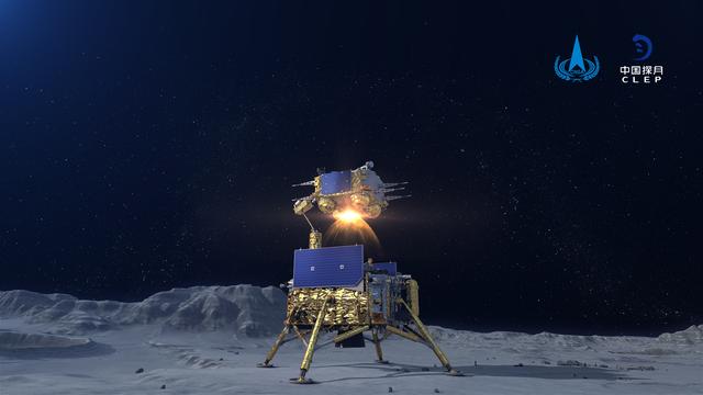 โมดูลบินออกจากพื้นผิวของยานสำรวจดวงจันทร์  Chang'e-5 ประสบความสำเร็จในการบินขึ้นจากดวงดาวนอกโลกเป็นครั้งแรกของจีน