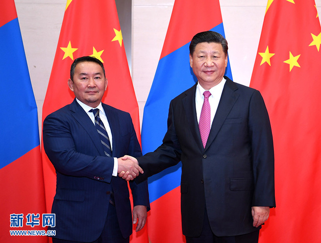 图片默认标题_fororder_习近平会见蒙古国总统巴特图勒嘎